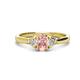 1 - Gianna 7x5 mm Oval Shape Morganite and Round Lab Grown Diamond Three Stone Engagement Ring 