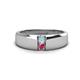 1 - Ethan 3.00 mm Round Aquamarine and Pink Tourmaline 2 Stone Men Wedding Ring 