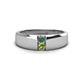 1 - Ethan 3.00 mm Round Lab Created Alexandrite and Peridot 2 Stone Men Wedding Ring 