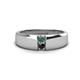 1 - Ethan 3.00 mm Round Lab Created Alexandrite and Black Diamond 2 Stone Men Wedding Ring 