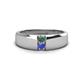 1 - Ethan 3.00 mm Round Lab Created Alexandrite and Tanzanite 2 Stone Men Wedding Ring 