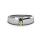 1 - Ethan 3.00 mm Round Blue Diamond and Yellow Diamond 2 Stone Men Wedding Ring 