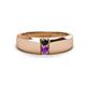 1 - Ethan 3.00 mm Round Black Diamond and Amethyst 2 Stone Men Wedding Ring 