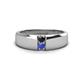 1 - Ethan 3.00 mm Round Black Diamond and Tanzanite 2 Stone Men Wedding Ring 