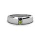 1 - Ethan 3.00 mm Round Black Diamond and Peridot 2 Stone Men Wedding Ring 
