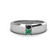 1 - Ethan 3.00 mm Round Black Diamond and Emerald 2 Stone Men Wedding Ring 
