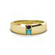 1 - Ethan 3.00 mm Round Black Diamond and Turquoise 2 Stone Men Wedding Ring 