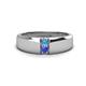 1 - Ethan 3.00 mm Round Blue Topaz and Tanzanite 2 Stone Men Wedding Ring 