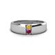 1 - Ethan 3.00 mm Round Citrine and Rhodolite Garnet 2 Stone Men Wedding Ring 