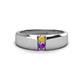 1 - Ethan 3.00 mm Round Citrine and Amethyst 2 Stone Men Wedding Ring 