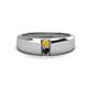 1 - Ethan 3.00 mm Round Citrine and Black Diamond 2 Stone Men Wedding Ring 