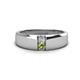 1 - Ethan 0.22 ctw (3.00 mm) Round Natural Diamond and Peridot 2 Stone Men Wedding Ring 