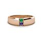 1 - Ethan 3.00 mm Round Emerald and Iolite 2 Stone Men Wedding Ring 