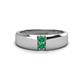 1 - Ethan 3.00 mm Round Emerald 2 Stone Men Wedding Ring 