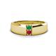 1 - Ethan 3.00 mm Round Emerald and Ruby 2 Stone Men Wedding Ring 