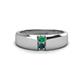 1 - Ethan 3.00 mm Round Emerald and London Blue Topaz 2 Stone Men Wedding Ring 