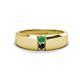 1 - Ethan 3.00 mm Round Emerald and Black Diamond 2 Stone Men Wedding Ring 