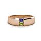1 - Ethan 3.00 mm Round Iolite and Peridot 2 Stone Men Wedding Ring 