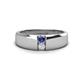 1 - Ethan 3.00 mm Round Iolite and White Sapphire 2 Stone Men Wedding Ring 