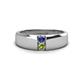 1 - Ethan 3.00 mm Round Iolite and Peridot 2 Stone Men Wedding Ring 