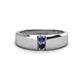 1 - Ethan 3.00 mm Round Iolite and Black Diamond 2 Stone Men Wedding Ring 