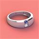 3 - Ethan 3.00 mm Round Iolite and White Sapphire 2 Stone Men Wedding Ring 