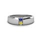 1 - Ethan 3.00 mm Round Iolite and Yellow Diamond 2 Stone Men Wedding Ring 