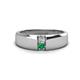 1 - Ethan 3.00 mm Round Lab Grown Diamond and Emerald 2 Stone Men Wedding Ring 