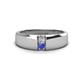 1 - Ethan 3.00 mm Round Lab Grown Diamond and Tanzanite 2 Stone Men Wedding Ring 