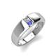 4 - Ethan 3.00 mm Round Lab Grown Diamond and Tanzanite 2 Stone Men Wedding Ring 