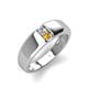 4 - Ethan 3.00 mm Round Lab Grown Diamond and Citrine 2 Stone Men Wedding Ring 