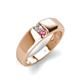 4 - Ethan 3.00 mm Round Lab Grown Diamond and Pink Tourmaline 2 Stone Men Wedding Ring 
