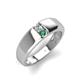 4 - Ethan 3.00 mm Round Lab Grown Diamond and Lab Created Alexandrite 2 Stone Men Wedding Ring 