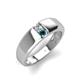 4 - Ethan 3.00 mm Round Lab Grown Diamond and Blue Diamond 2 Stone Men Wedding Ring 