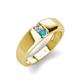 4 - Ethan 3.00 mm Round Lab Grown Diamond and Turquoise 2 Stone Men Wedding Ring 