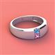 3 - Ethan 3.00 mm Round Blue Topaz and Pink Sapphire 2 Stone Men Wedding Ring 