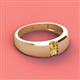 3 - Ethan 3.00 mm Round Citrine and Yellow Diamond 2 Stone Men Wedding Ring 