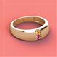 3 - Ethan 3.00 mm Round Citrine and Pink Tourmaline 2 Stone Men Wedding Ring 
