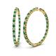 1 - Carisa 5.39 ctw (2.70 mm) Inside Outside Round Emerald and Natural Diamond Eternity Hoop Earrings 
