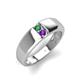 4 - Ethan 3.00 mm Round Lab Created Alexandrite and Amethyst 2 Stone Men Wedding Ring 