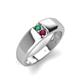 4 - Ethan 3.00 mm Round Lab Created Alexandrite and Rhodolite Garnet 2 Stone Men Wedding Ring 