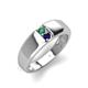 4 - Ethan 3.00 mm Round Lab Created Alexandrite and Blue Sapphire 2 Stone Men Wedding Ring 