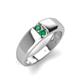 4 - Ethan 3.00 mm Round Lab Created Alexandrite and Emerald 2 Stone Men Wedding Ring 
