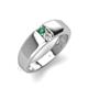 4 - Ethan 3.00 mm Round Lab Created Alexandrite and White Sapphire 2 Stone Men Wedding Ring 