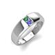 4 - Ethan 3.00 mm Round Lab Created Alexandrite and Tanzanite 2 Stone Men Wedding Ring 