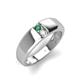 4 - Ethan 3.00 mm Round Lab Created Alexandrite and Opal 2 Stone Men Wedding Ring 