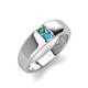4 - Ethan 3.00 mm Round Lab Created Alexandrite and Turquoise 2 Stone Men Wedding Ring 