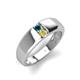 4 - Ethan 3.00 mm Round Blue Diamond and Yellow Diamond 2 Stone Men Wedding Ring 