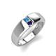 4 - Ethan 3.00 mm Round Blue Topaz and Blue Sapphire 2 Stone Men Wedding Ring 