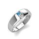 4 - Ethan 3.00 mm Round Blue Topaz and White Sapphire 2 Stone Men Wedding Ring 
